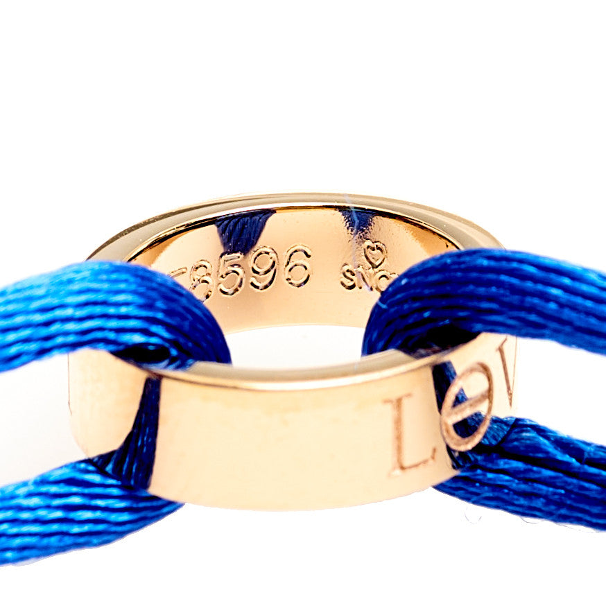 Cartier 18K Pink Gold Charity LOVE Adjustable Cord Bracelet Blue 3 of 6