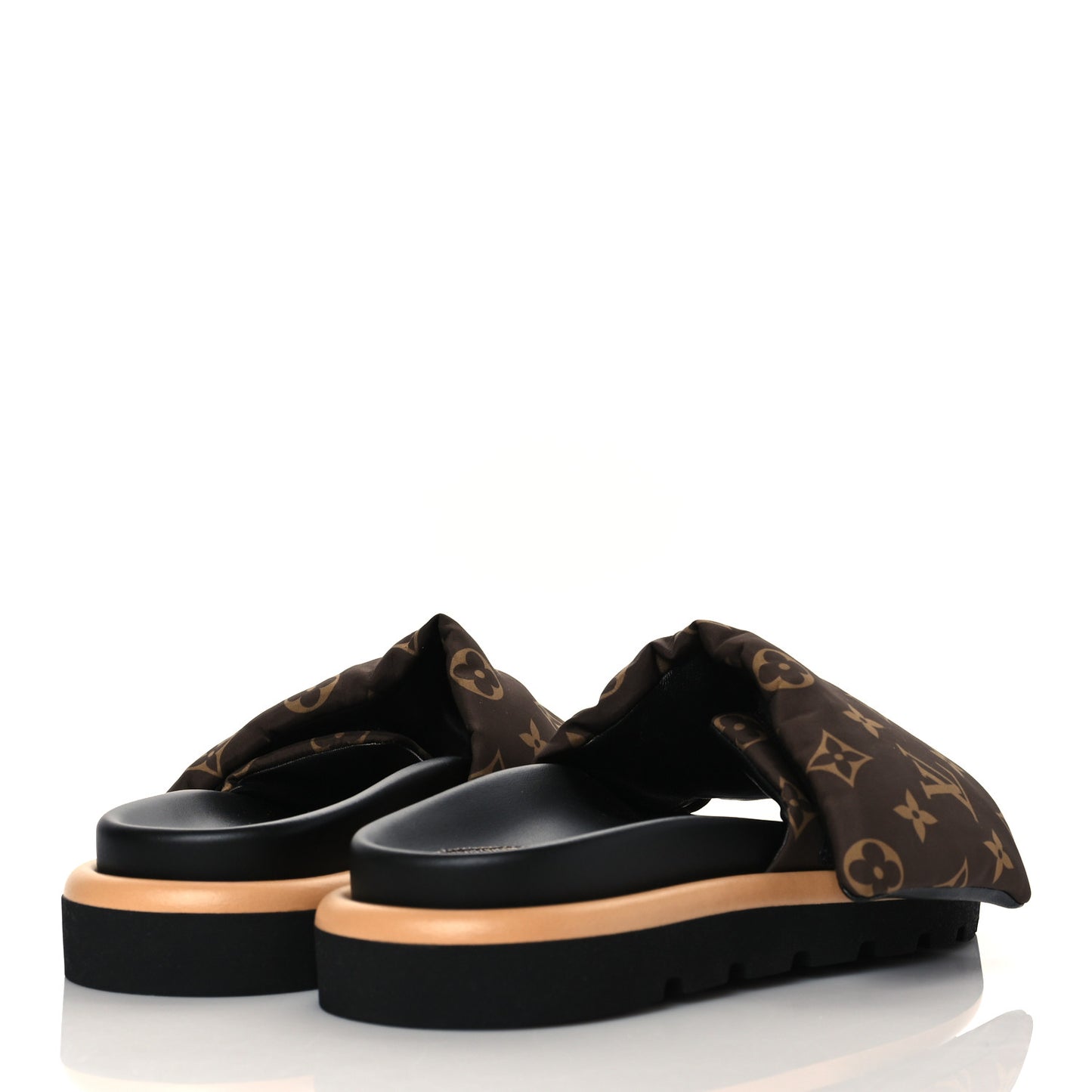Nylon Monogram Pool Pillow Comfort Mule 38 Cacao Brown
