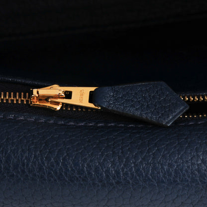 Hermes Taurillon Clemence Shoulder Kelly 40 Bleu De Malte 10 of 21