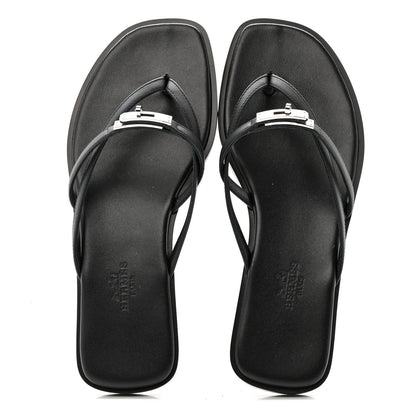Hermes Calfskin Miss Sandals 36 Black 3 of 10