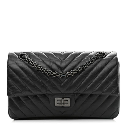 Chanel Aged Calfskin Chevron Quilted 2.55 Reissue 225 Flap So Black 1 of 10