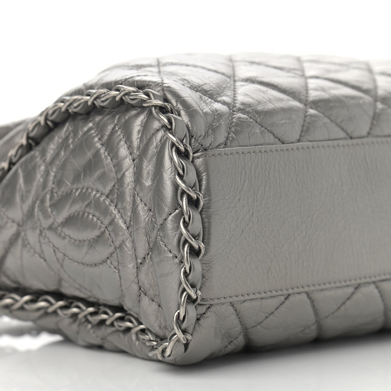 Chanel Metallic Aged Calfskin Quilted Medium Chain Me Hobo Grey 9 of 10