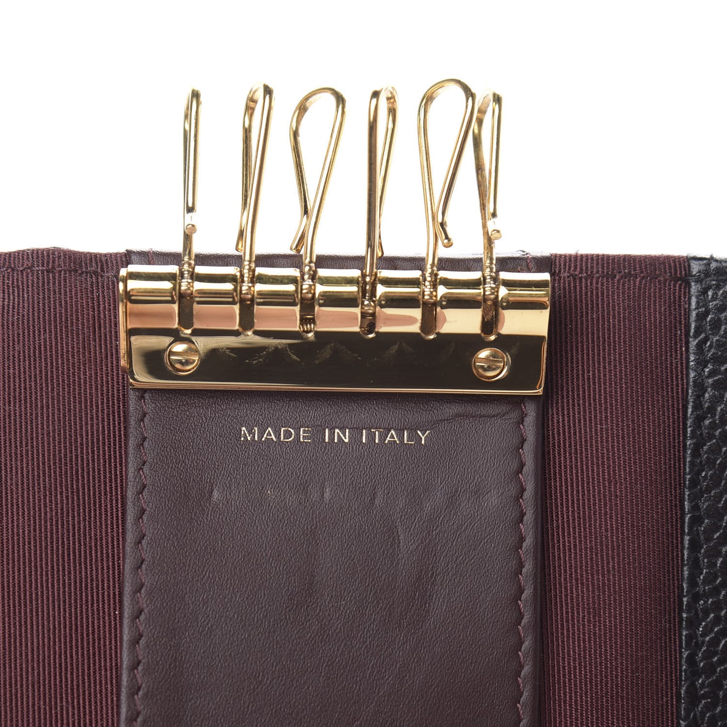 Caviar Quilted 6 Key Holder Black
