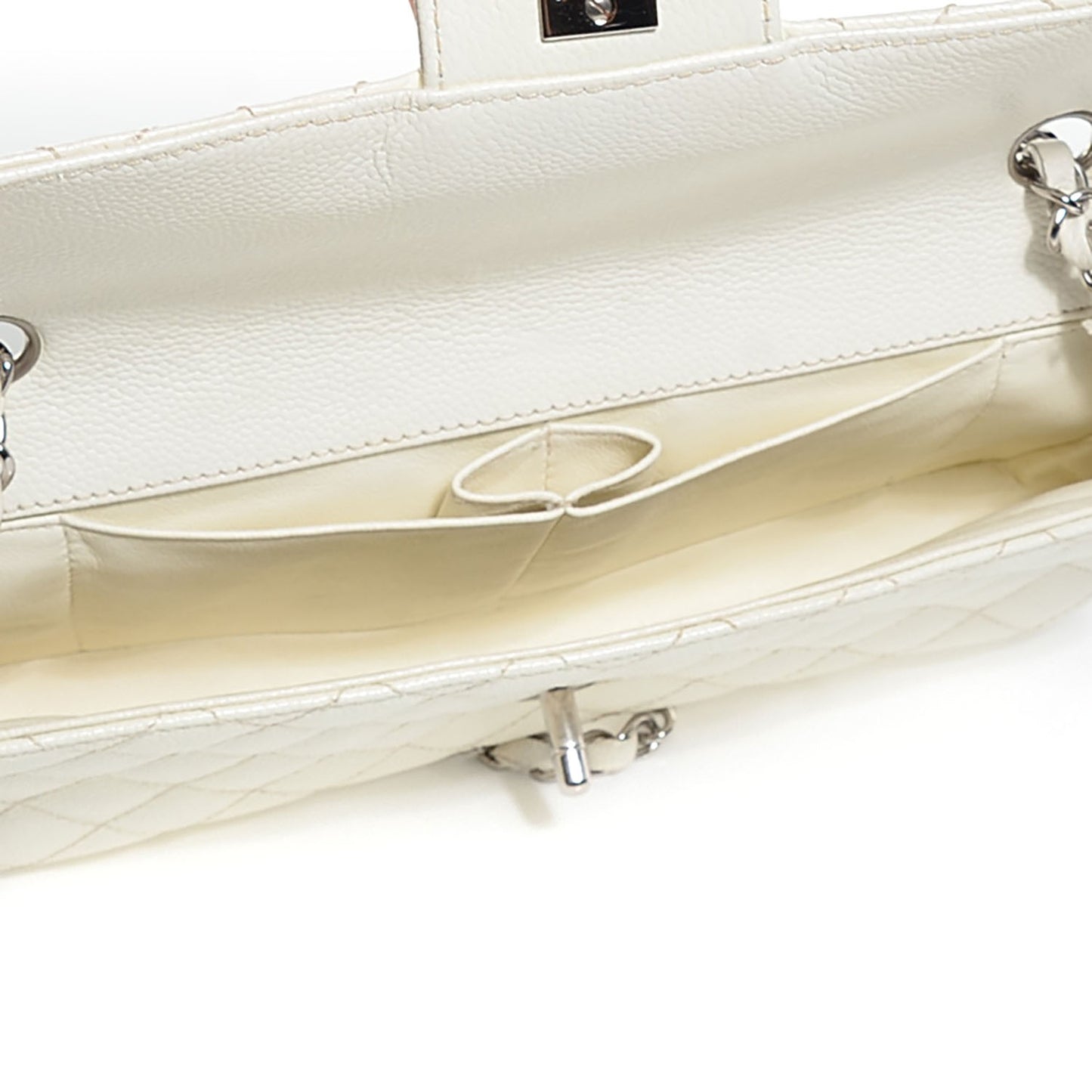 Caviar Quilted East West Flap White