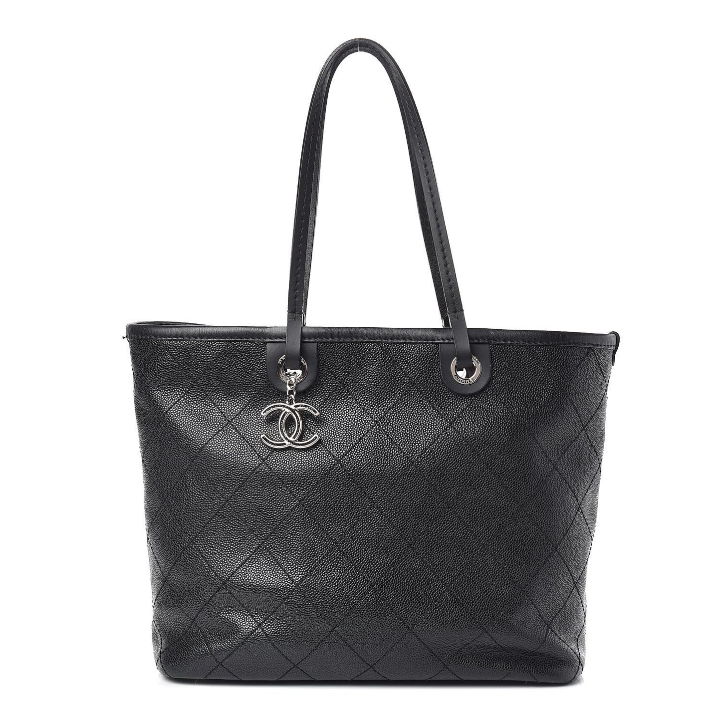 Grained Calfskin Shopping Fever Tote Black