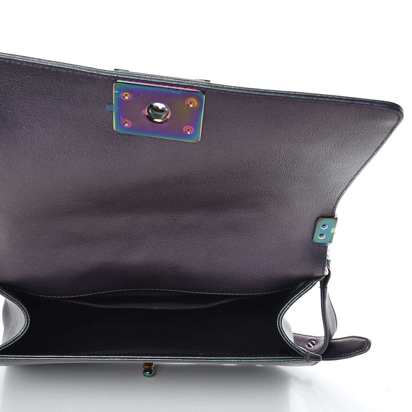Iridescent Goatskin Quilted Medium Boy Flap Purple