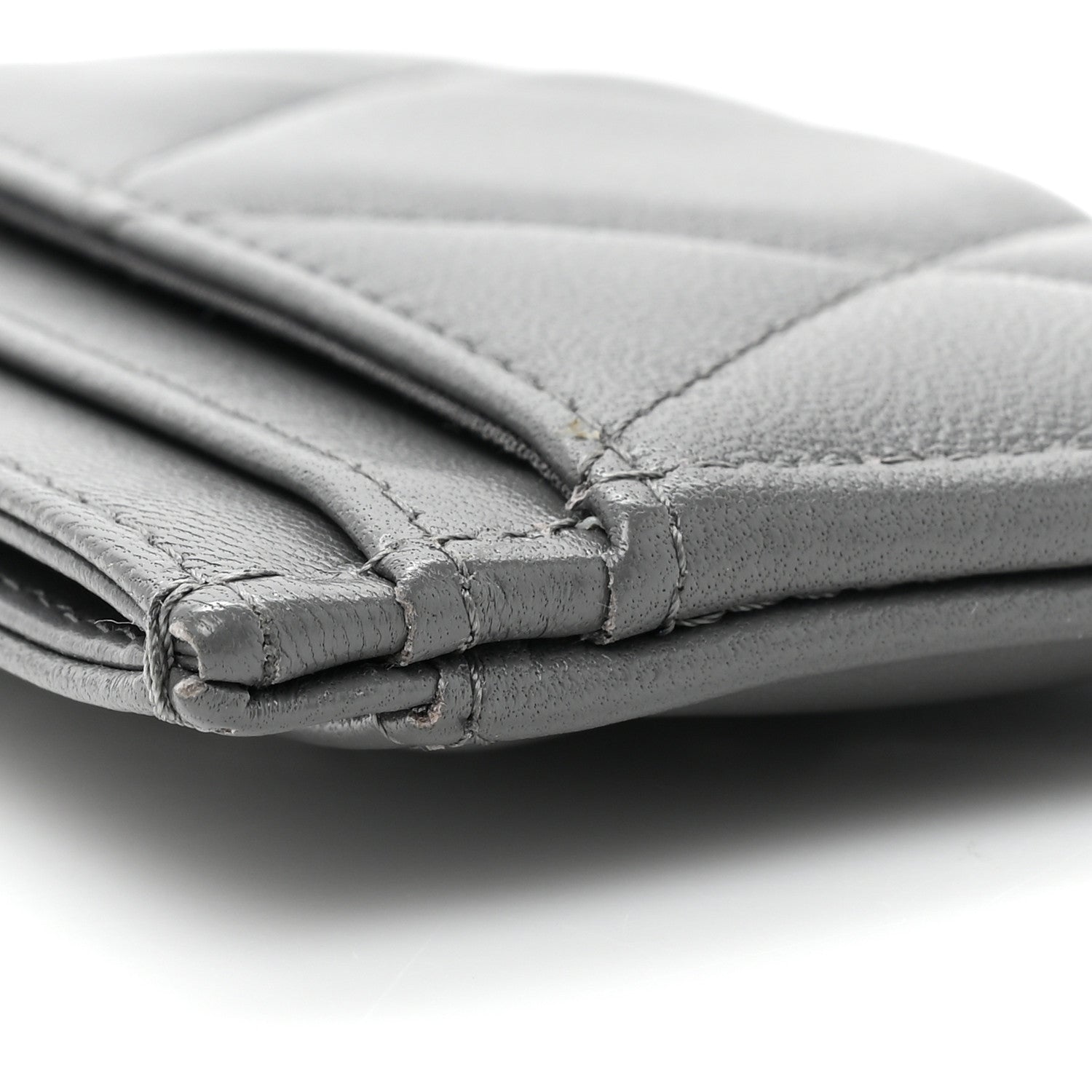 Chanel Lambskin Quilted Chanel 19 Card Holder Grey 12 of 13