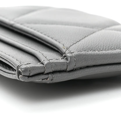 Chanel Lambskin Quilted Chanel 19 Card Holder Grey 12 of 13