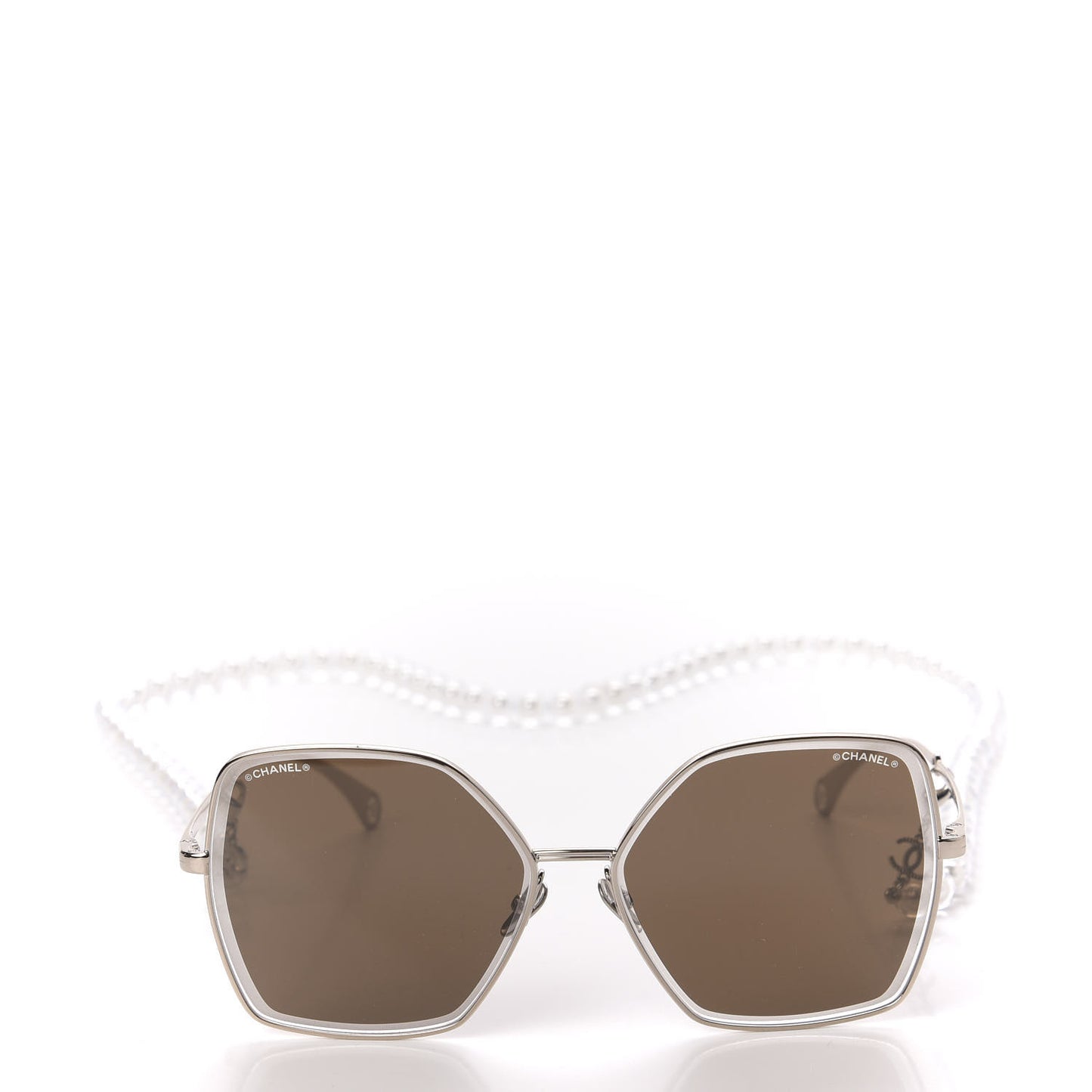 Butterfly Removable Pearl Chain Sunglasses 4262 Brown