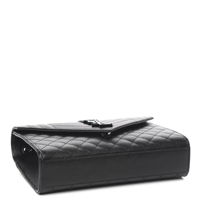 Saint Laurent Grain De Poudre Textured Mixed Matelasse Triquilt Medium Monogram Satchel Black 4 of 10