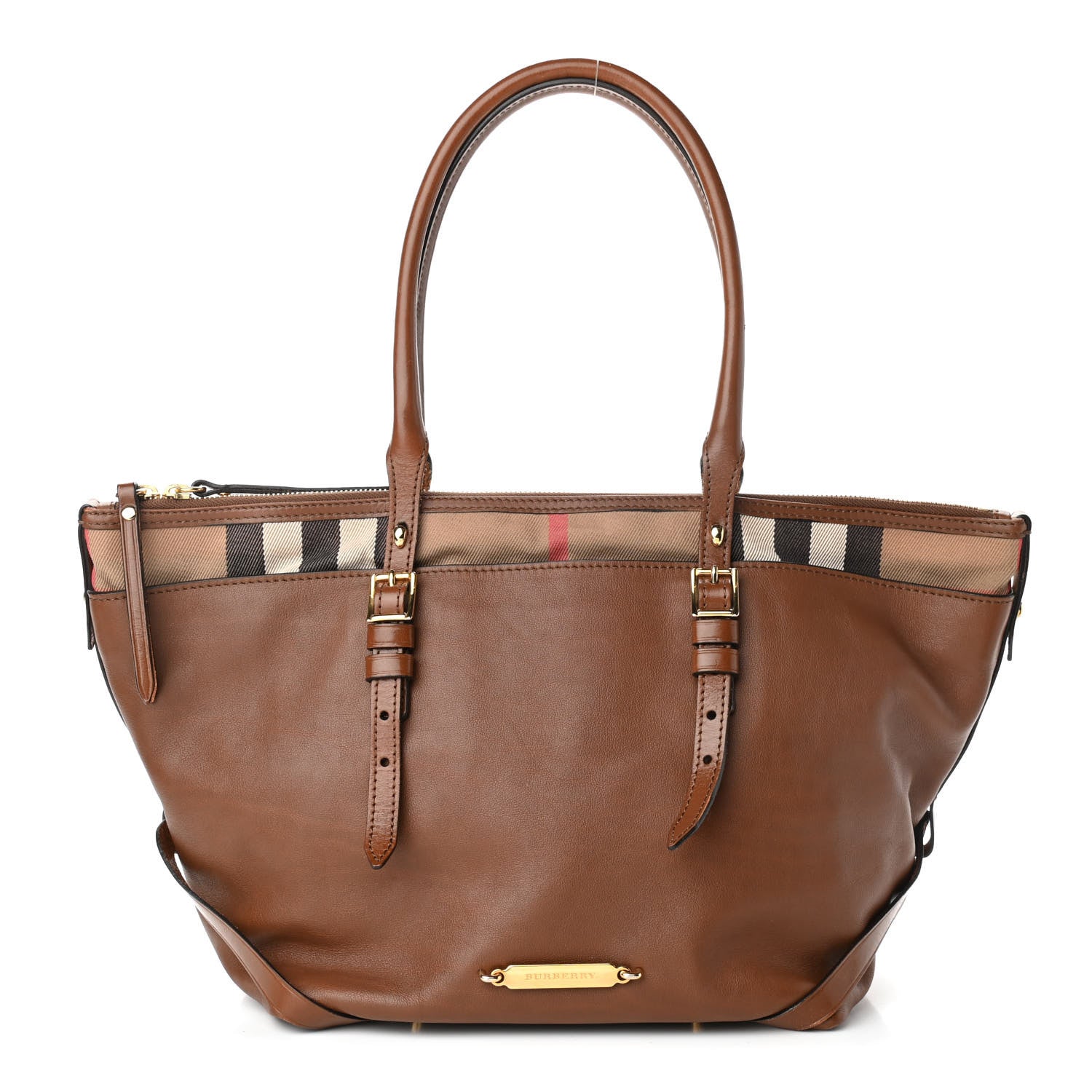 Burberry Calfskin House Check Small Salisbury Tote Brown 1 of 16