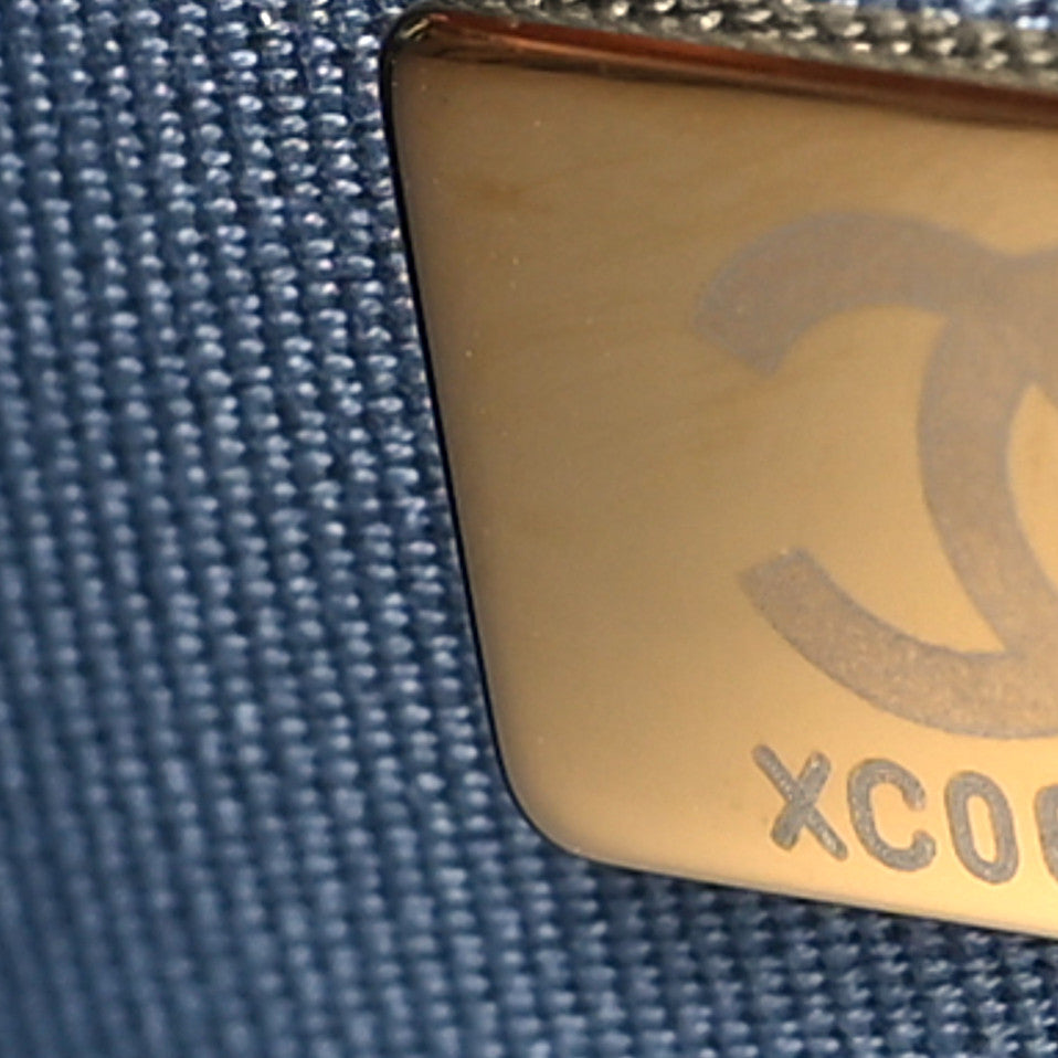 Caviar Quilted Camellia Chain Around Backpack Blue