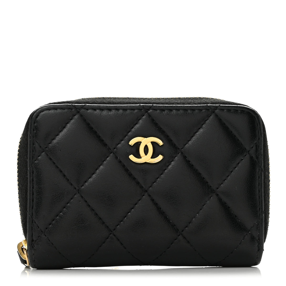 Chanel Lambskin Quilted Zip Coin Purse Black 1 of 9