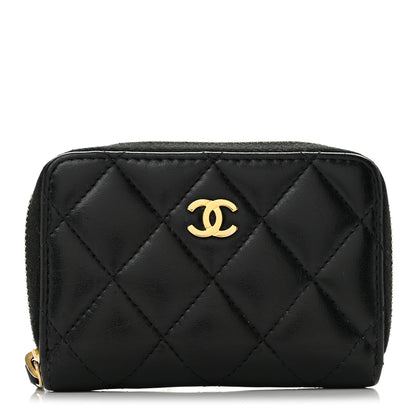 Chanel Lambskin Quilted Zip Coin Purse Black 1 of 9