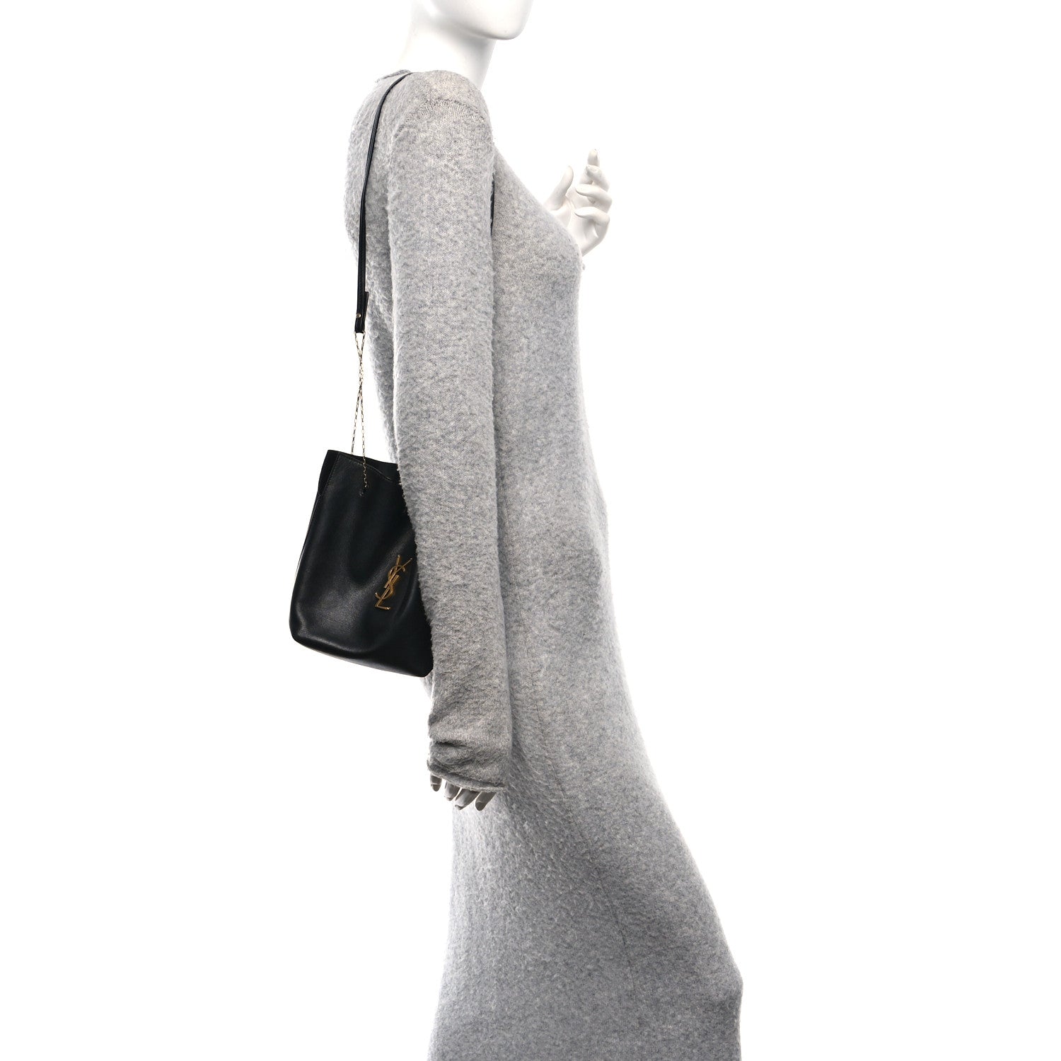 Saint Laurent Lambskin Pochon Shoulder Bag Black 2 of 9