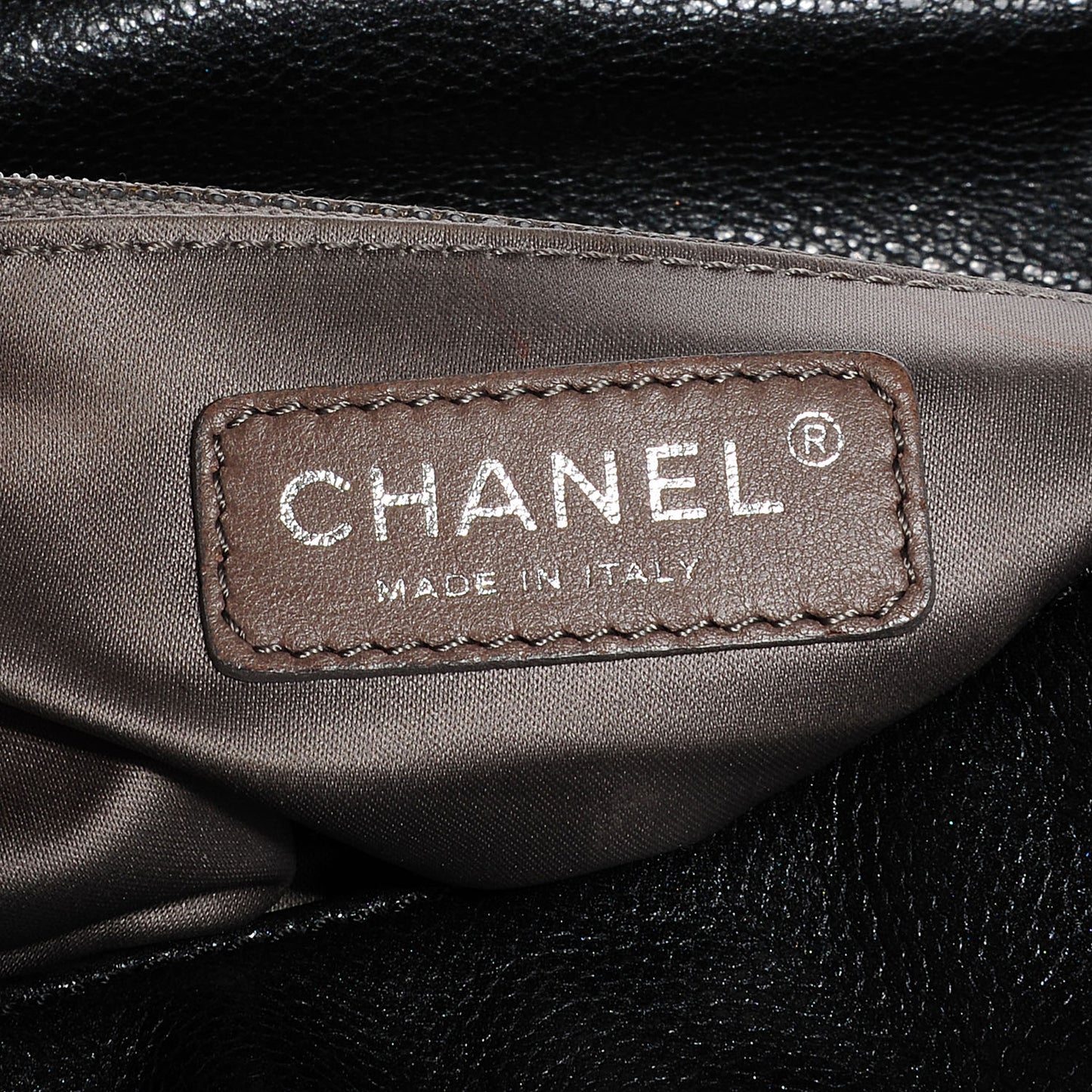 Glazed Caviar Quilted Mademoiselle Satchel Black