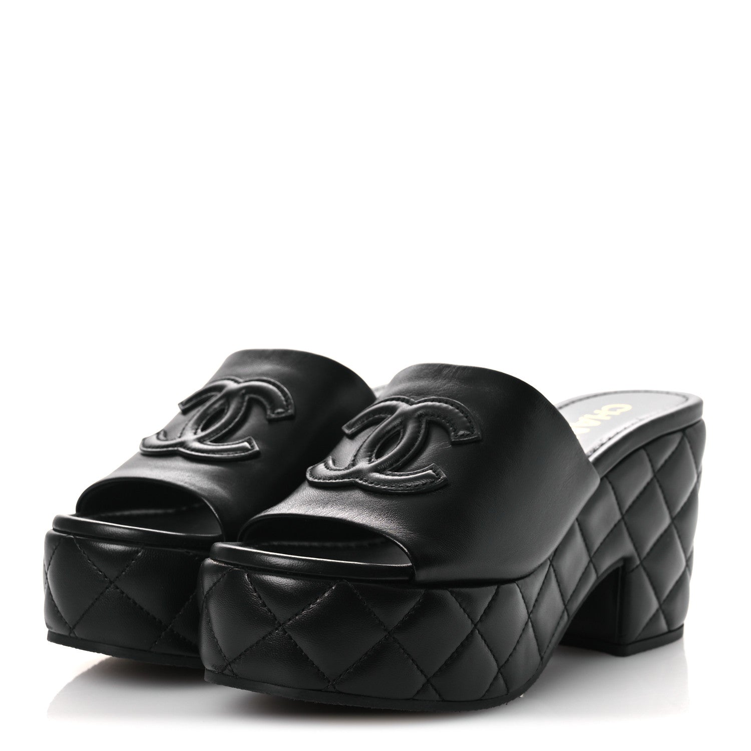Chanel Lambskin Quilted CC Platform Mules 39 Black 4 of 11