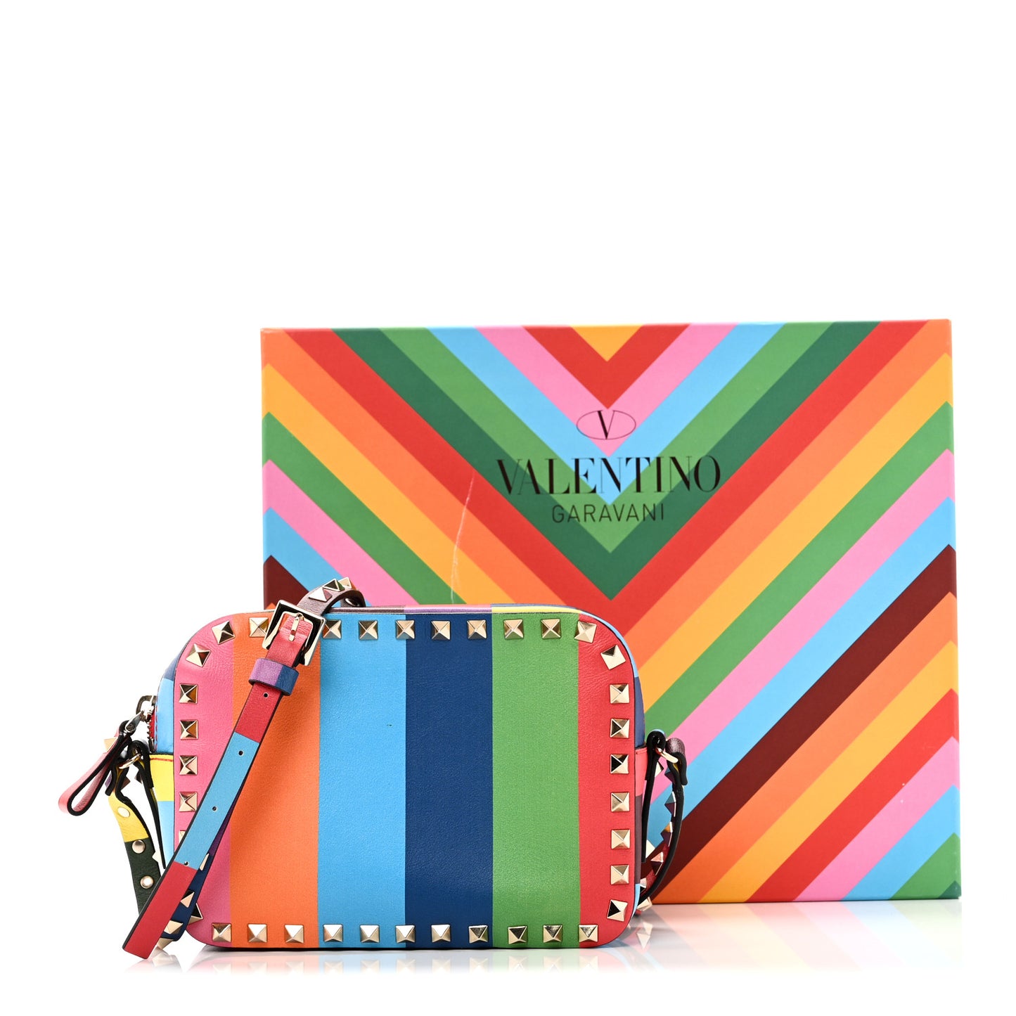 Vitello 1973 Rockstud Camera Crossbody Bag Multicolor