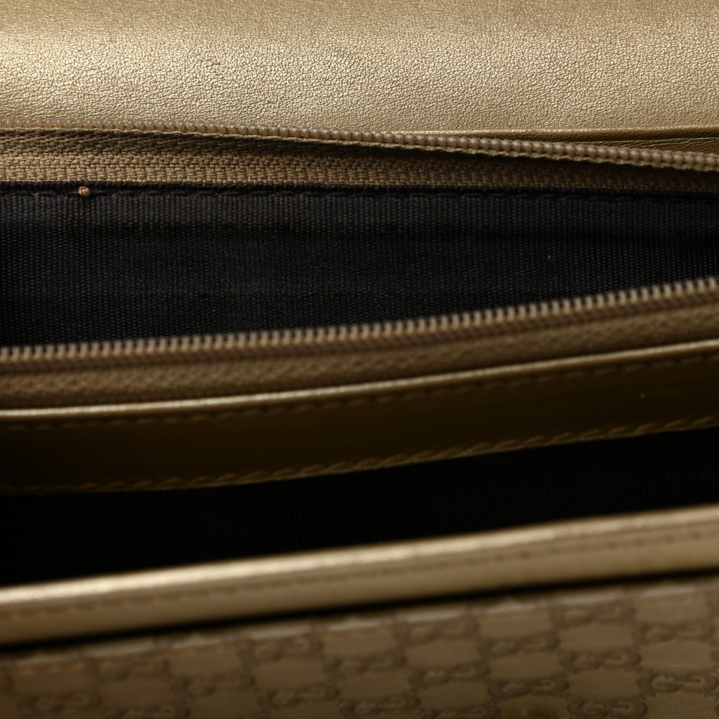 Metallic Microguccissima Bow Continental Wallet Golden Beige