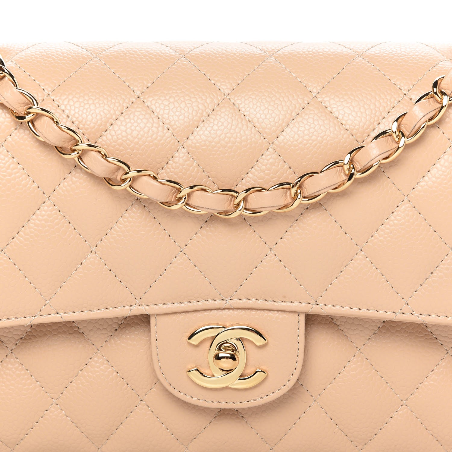 Chanel Caviar Quilted Medium Double Flap Beige 10 of 10