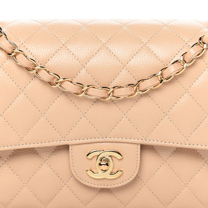 Chanel Caviar Quilted Medium Double Flap Beige 10 of 10