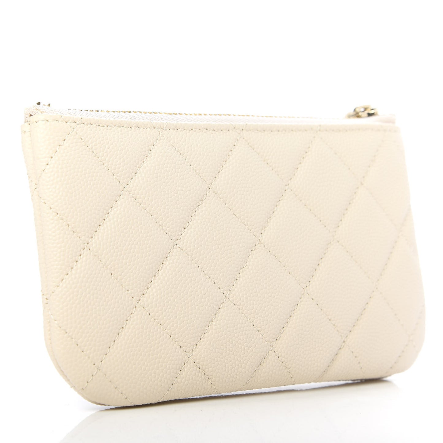 Caviar Quilted Small Cosmetic Case Light Beige