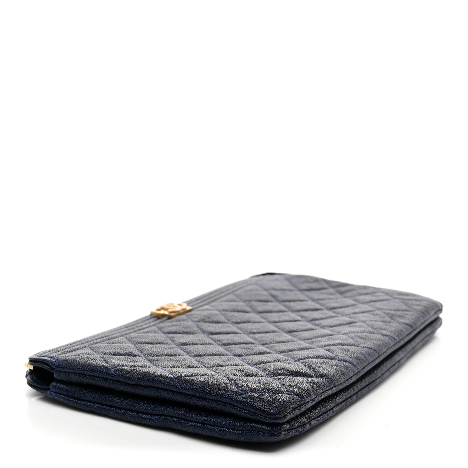 Chanel Caviar Quilted Small Zipped Boy Pouch Navy 4 of 10