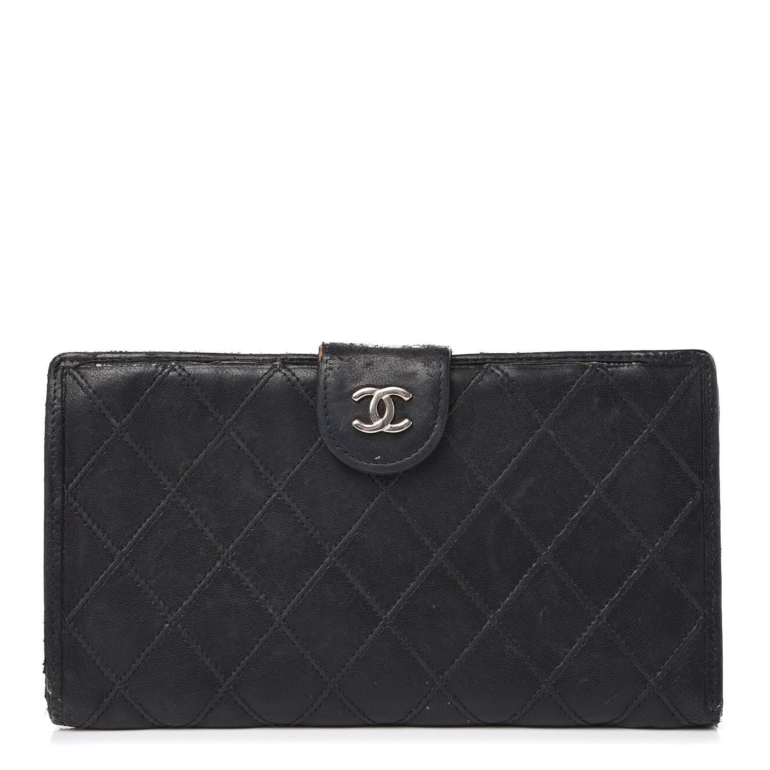 Chanel Lambskin Diamond Stitched French Wallet Black 1 of 22
