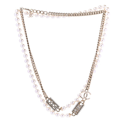 Chanel Pearl Crystal CC Long Chain Necklace Gold 3 of 6