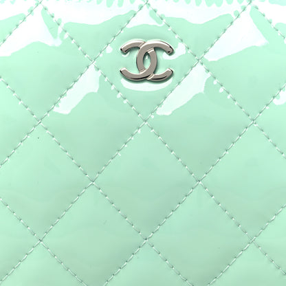 Chanel Patent Quilted Cosmetic Pouch Light Green 8 of 9