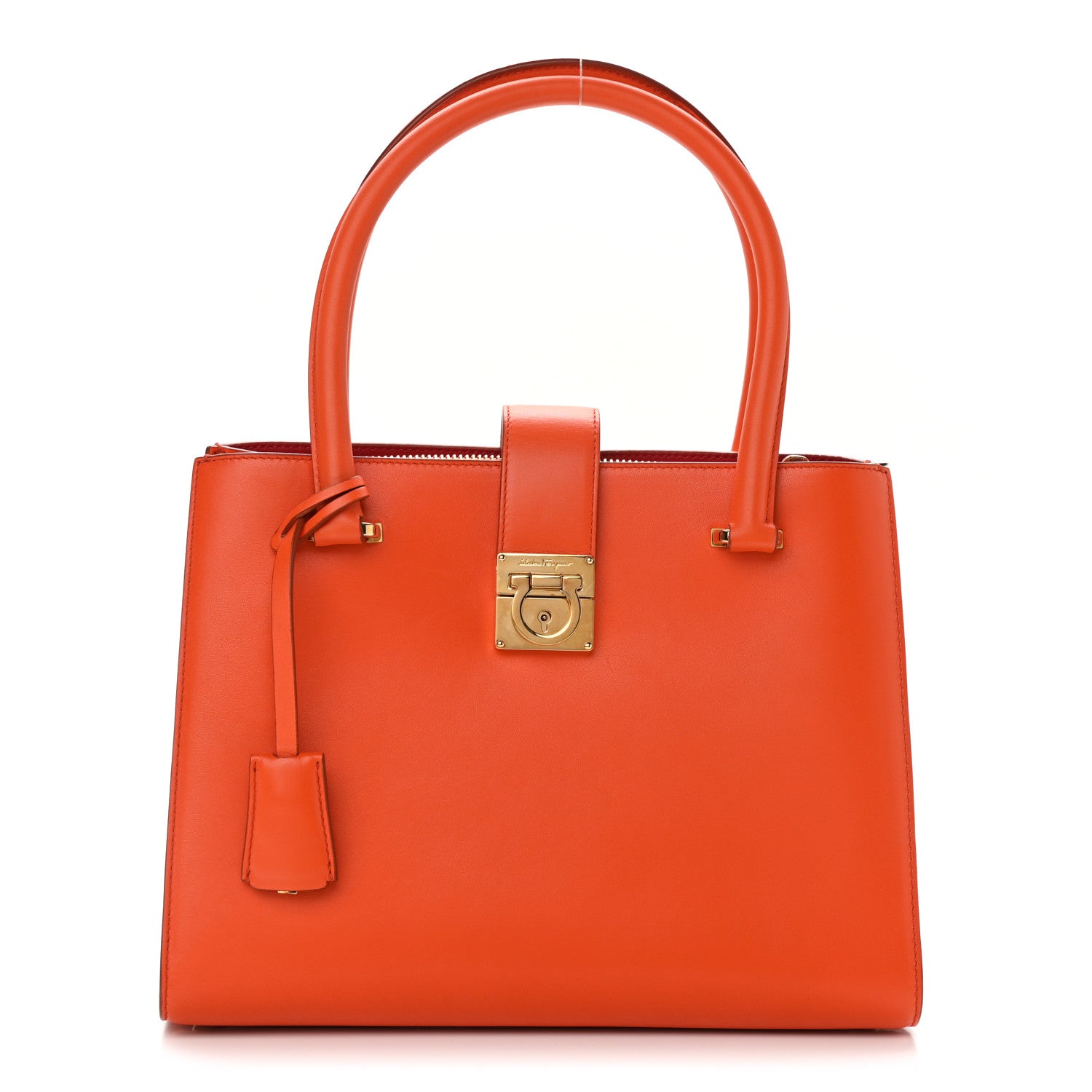 Salvatore Ferragamo Calfskin Juliette Lock Story Tote Sunset 1 of 10