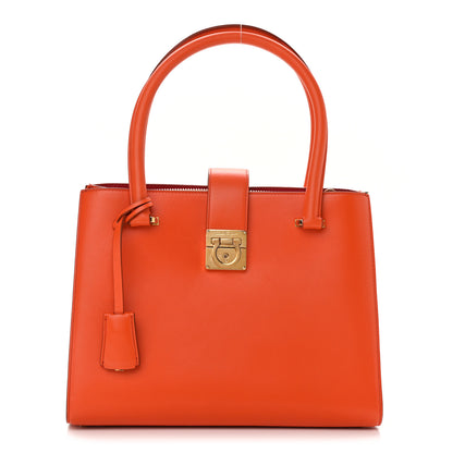 Salvatore Ferragamo Calfskin Juliette Lock Story Tote Sunset 1 of 10
