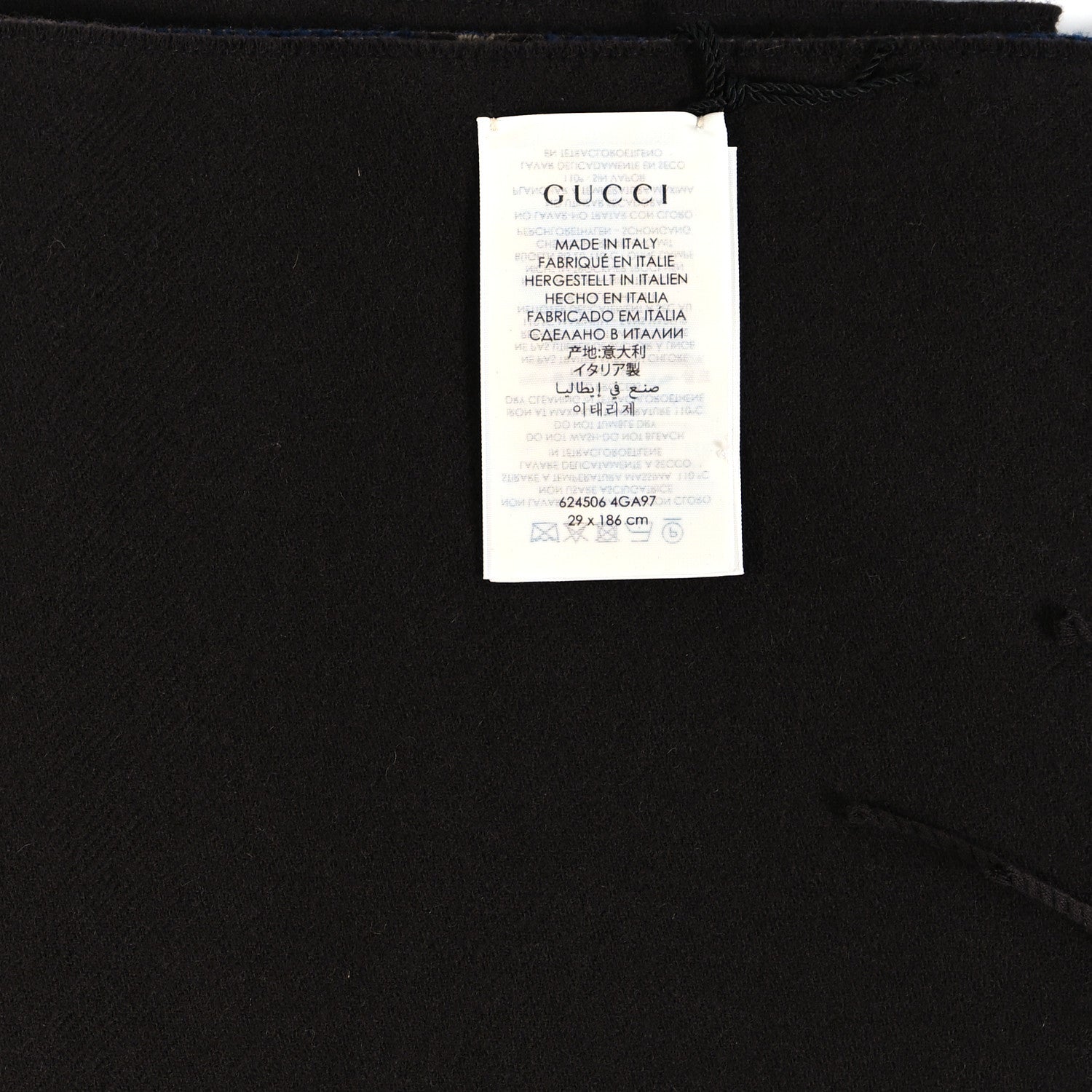 Gucci Wool Silk Monogram GG Scarf Navy Brown 4 of 4
