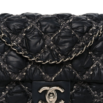 Chanel Nylon Quilted Tweed Stitch Medium Bubble Flap Black 9 of 12