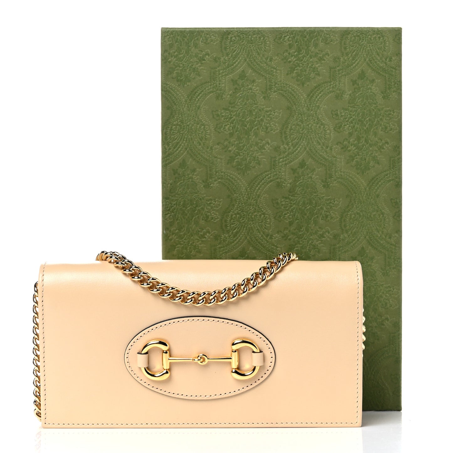 Boarded Plutone Calfskin Horsebit 1955 Wallet On Chain Bubble Tea