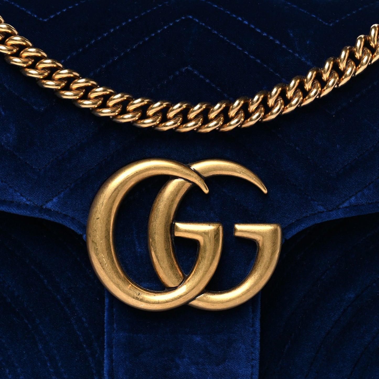 Velvet Matelasse Medium GG Marmont Shoulder Bag Cobalt Blue