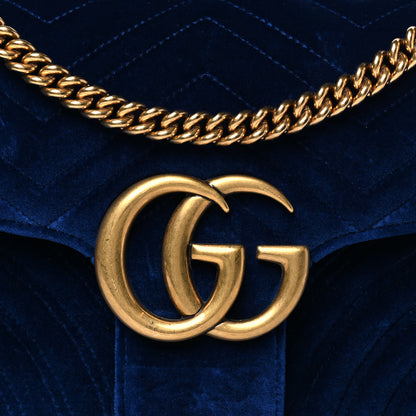 Gucci Velvet Matelasse Medium GG Marmont Shoulder Bag Cobalt Blue 8 of 10