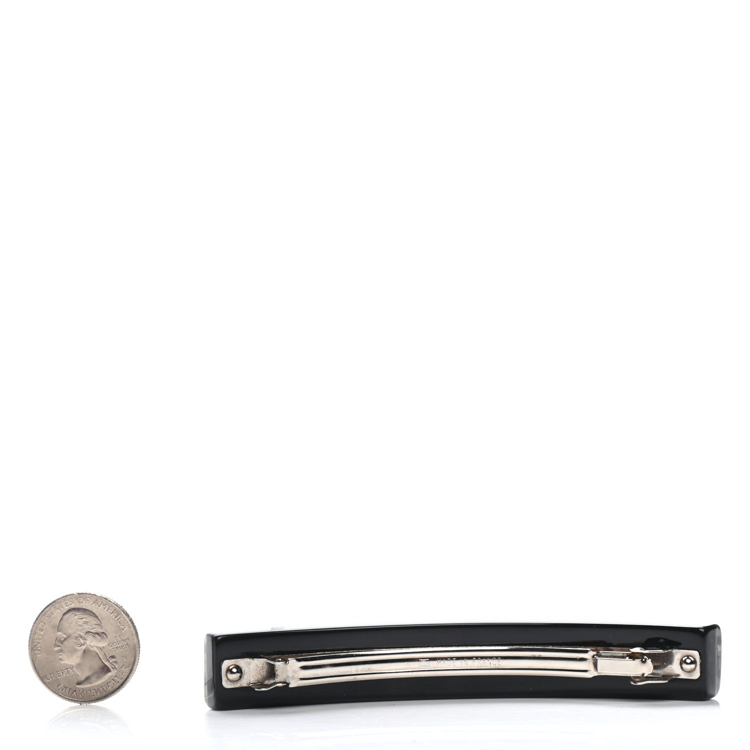 Chanel Resin Abalone Logo Hair Clip Barrette Black 2 of 3