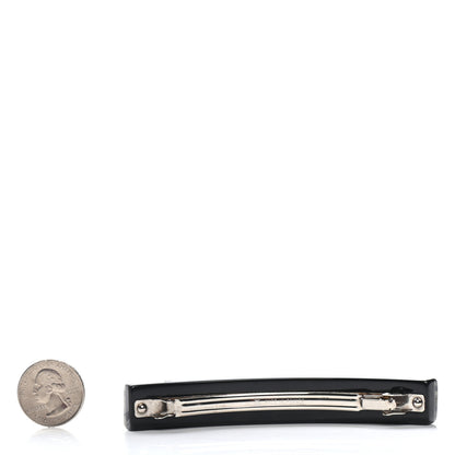 Chanel Resin Abalone Logo Hair Clip Barrette Black 2 of 3