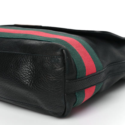 Gucci Pebbled Calfskin Web Messenger Bag Black 10 of 14