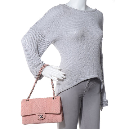Chanel Matte Python Medium Double Flap Pink 2 of 7
