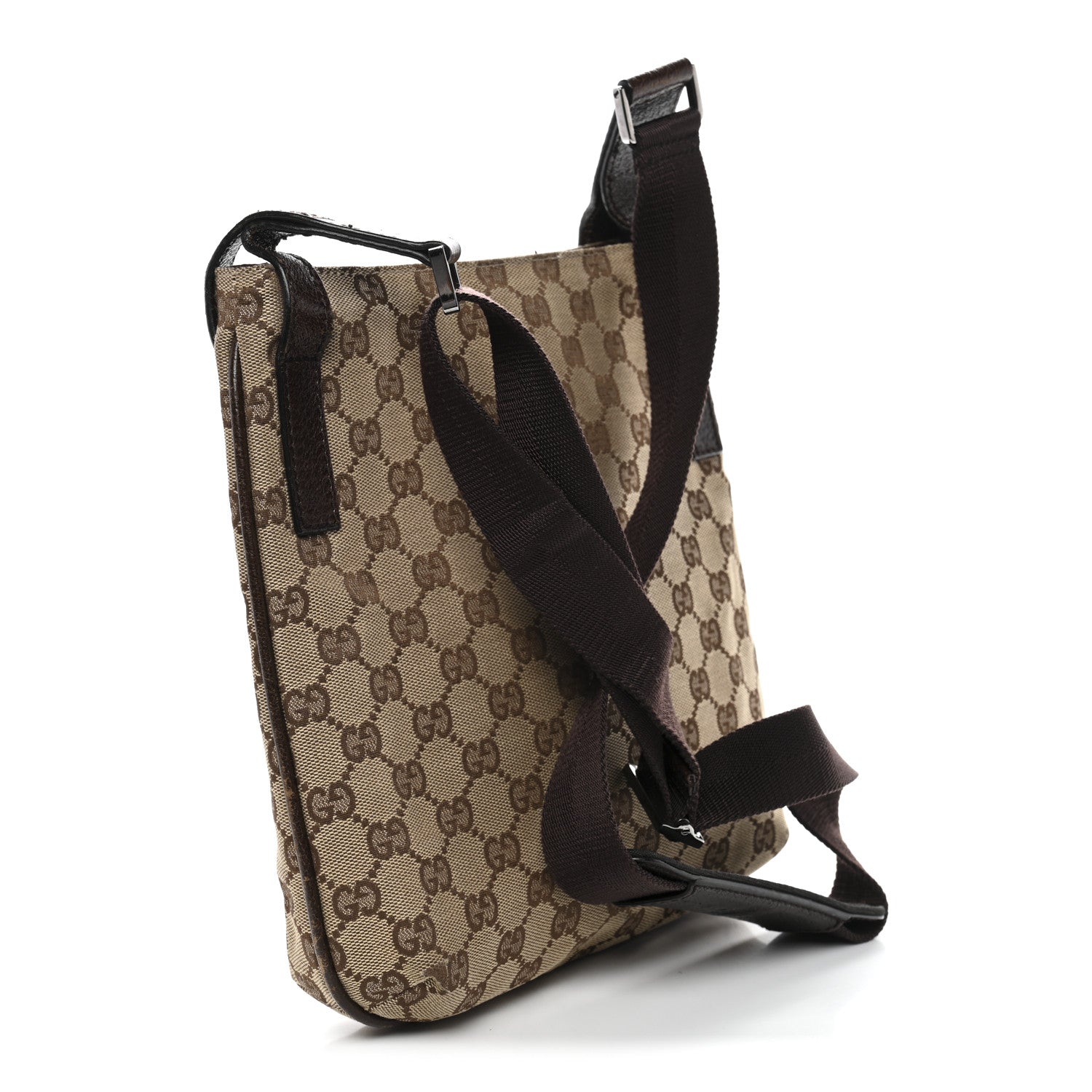 Gucci Monogram Flat Messenger Bag Dark Brown 3 of 14