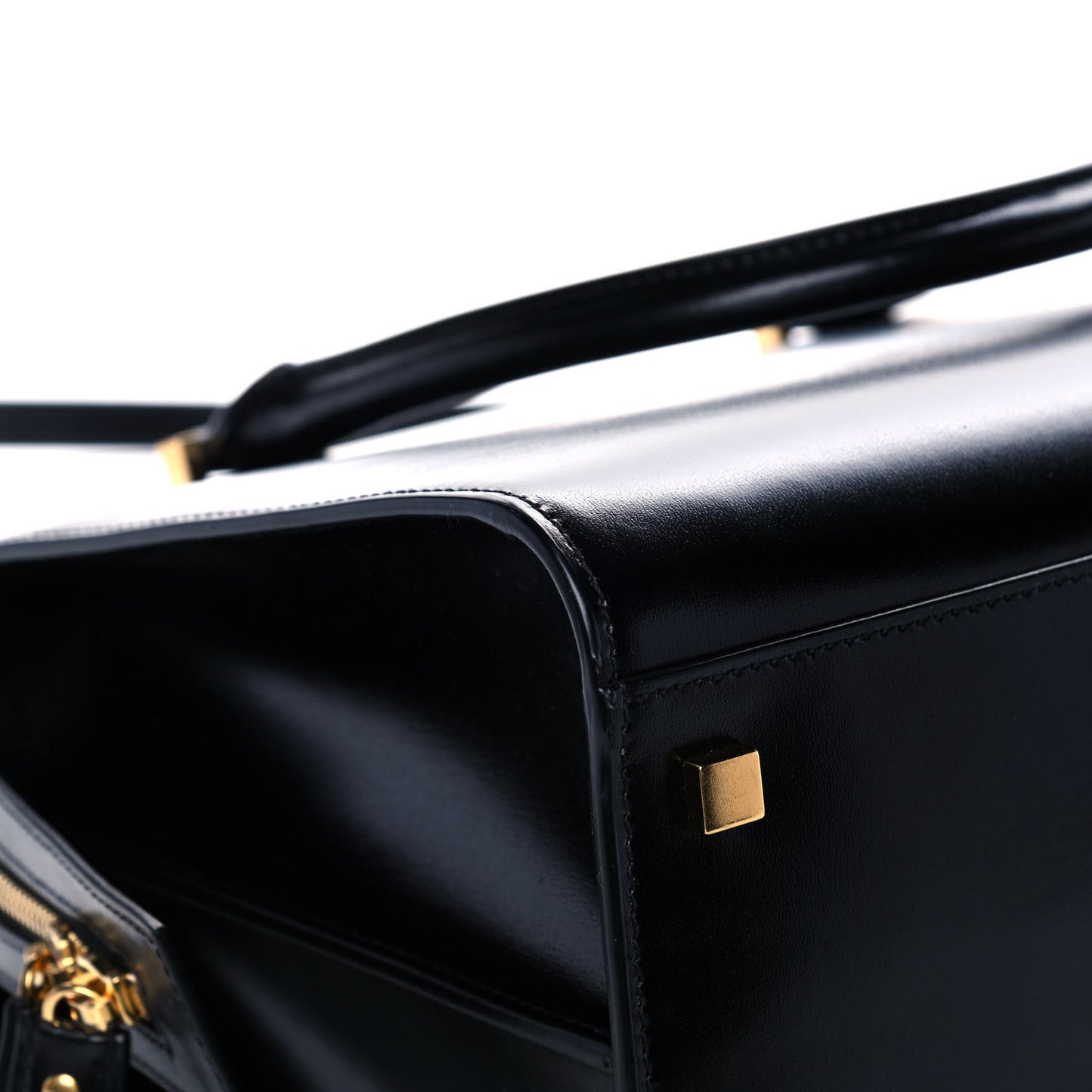 Shiny Calfskin Medium Uptown Tote Black