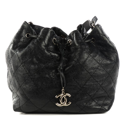 Chanel Glazed Calfskin On The Road Drawstring Tote Black 1 of 12
