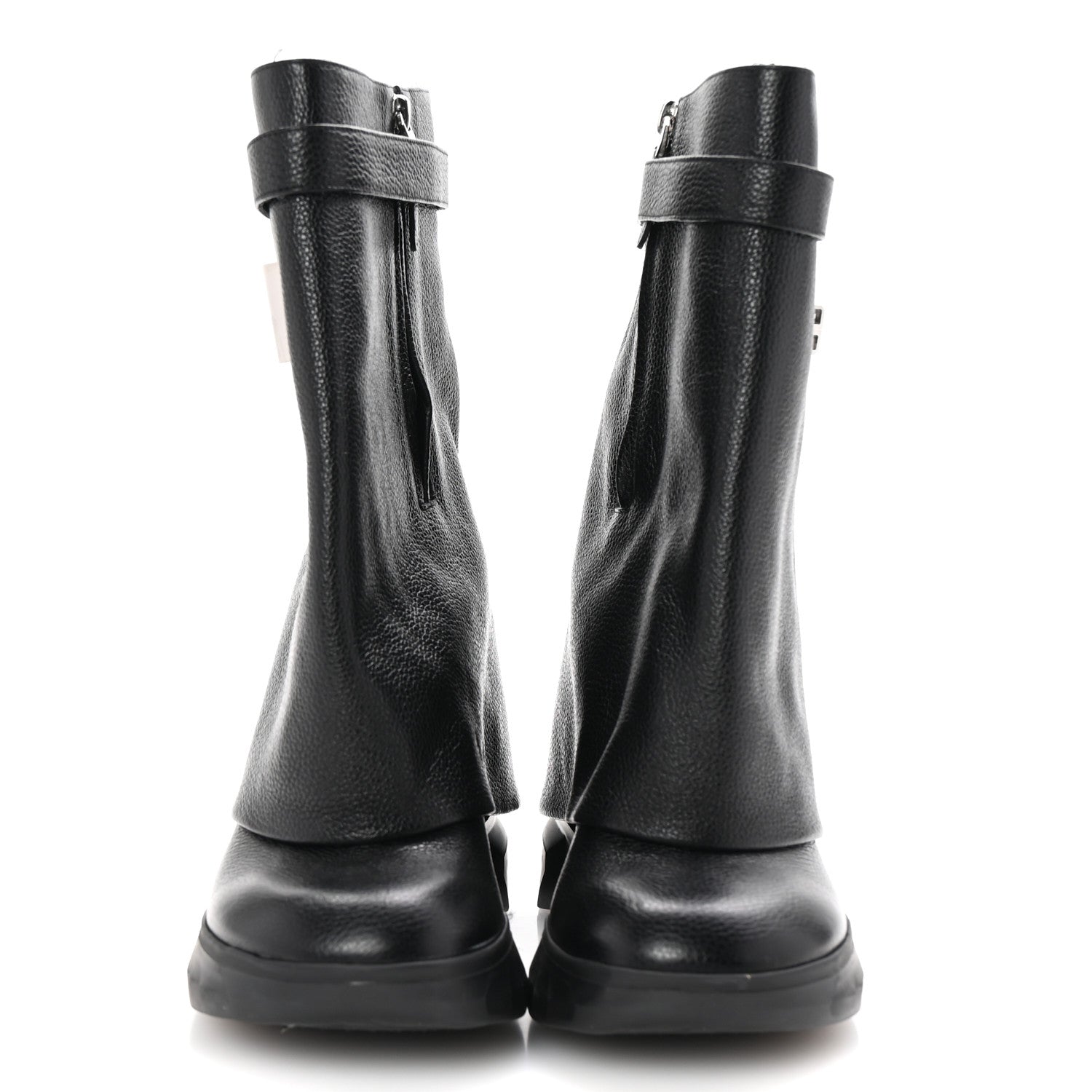 Givenchy Grained Calfskin Shark Lock Biker Ankle Boots 38 Black 3 of 9
