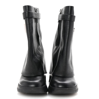 Givenchy Grained Calfskin Shark Lock Biker Ankle Boots 38 Black 3 of 9