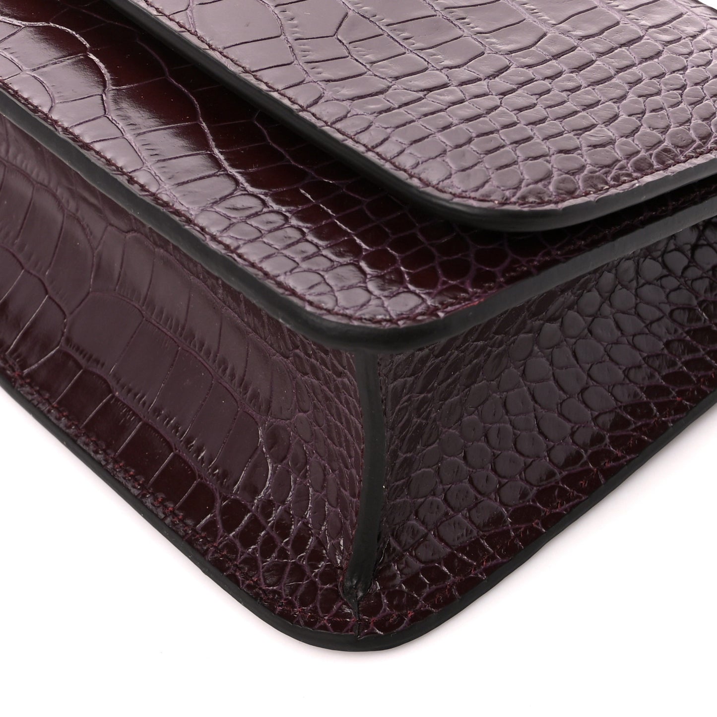Calfskin Crocodile Embossed Medium JC Top Handle Bordeaux