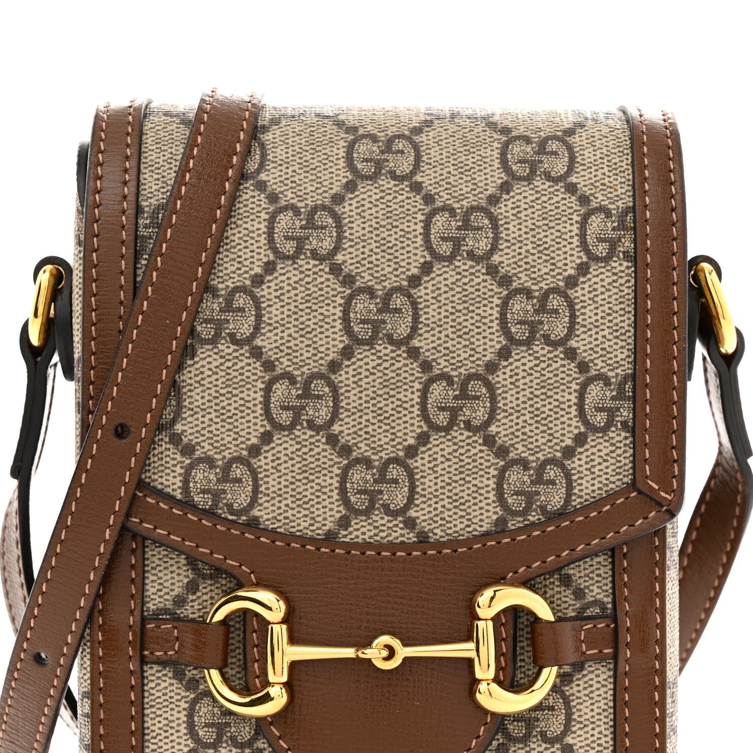 Gucci GG Supreme Monogram Mini Horsebit 1955 Crossbody Bag Beige Brown Sugar 8 of 13
