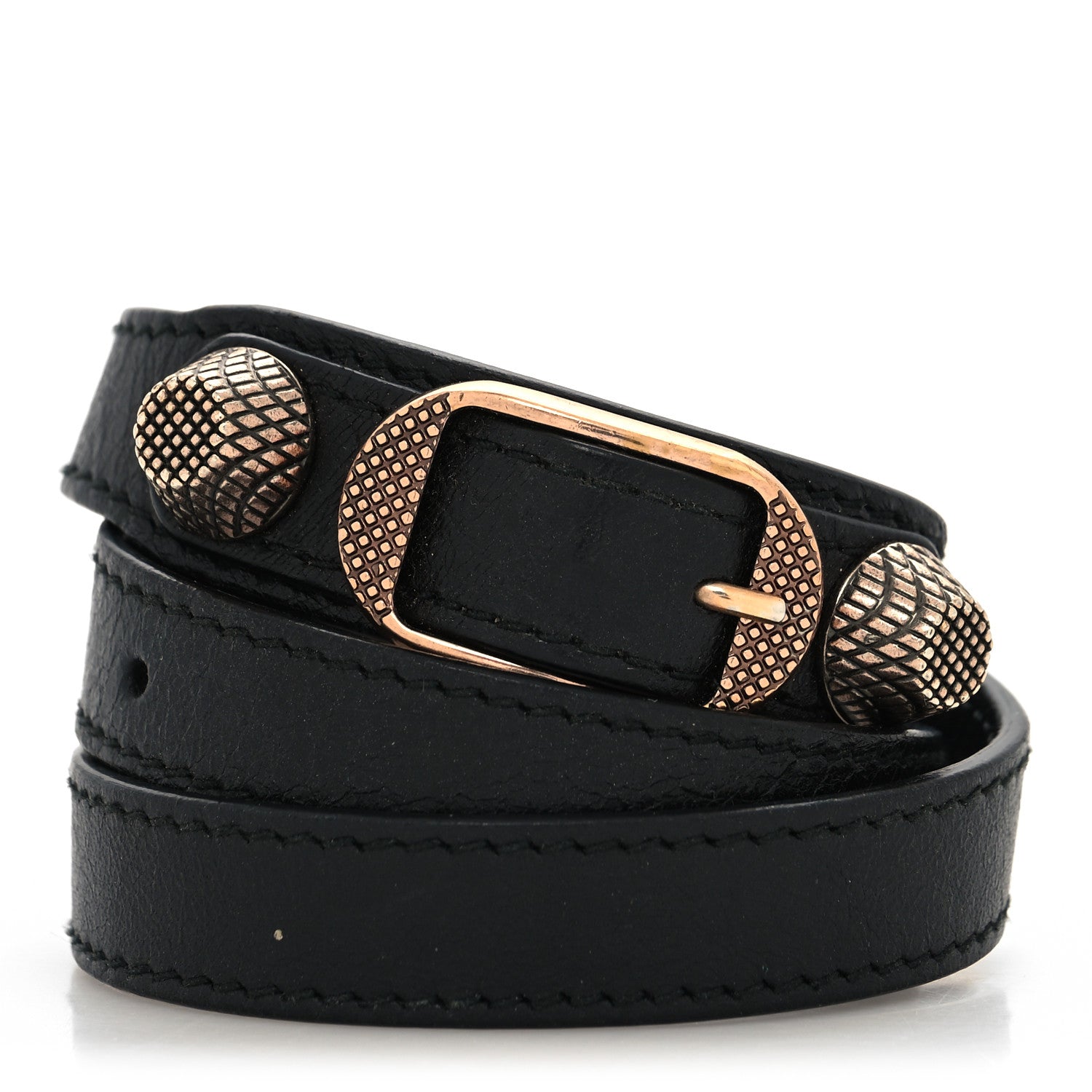 Balenciaga Agneau Giant 12 Rose Gold Hardware Triple Tour Bracelet S Black 1 of 5