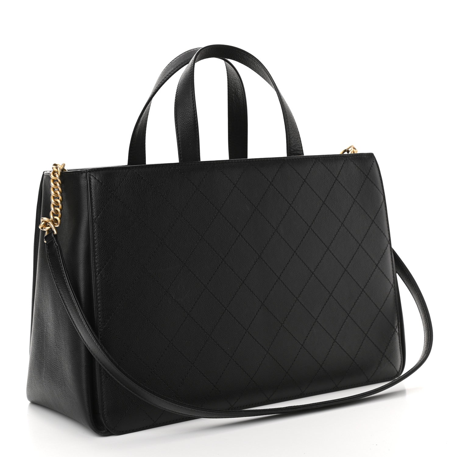 Chanel Calfskin Stitched Large Straight Lines Shopping Tote Black 3 of 13